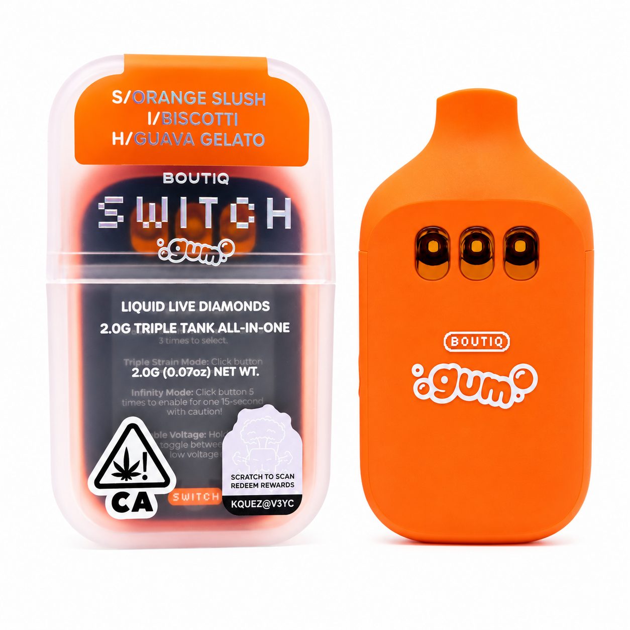 Boutiq Switch GUM (2g) – Orange Slush x Biscotti x Guava Gelato