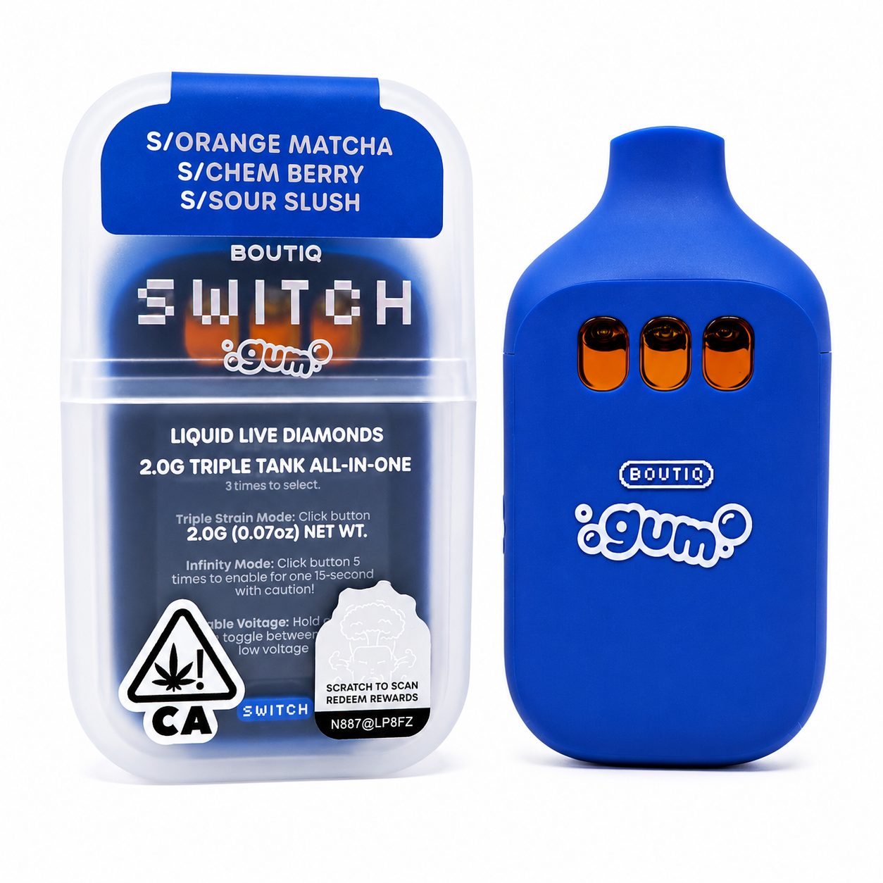 Boutiq Switch GUM (2g) – Orange Matcha x Chem Berry x Sour Slush