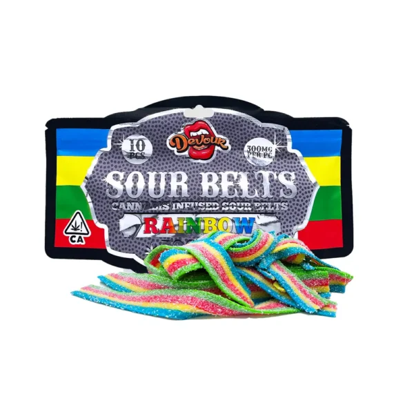 Devour Sour Belts (3000mg) - Rainbow — THC gummies available at Cali Canna