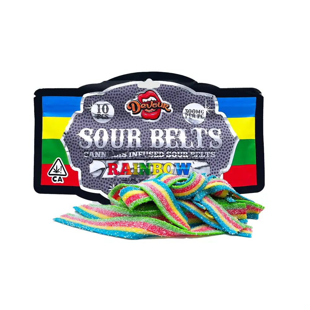 Devour Sour Belts (3000mg) - Rainbow — THC gummies available at Cali Canna