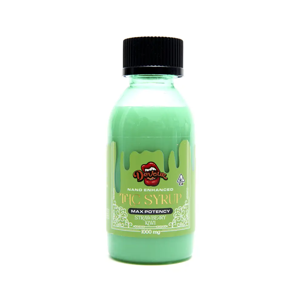 Devour Syrup 1000mg - Strawberry Kiwi — THC drink available at Cali Canna
