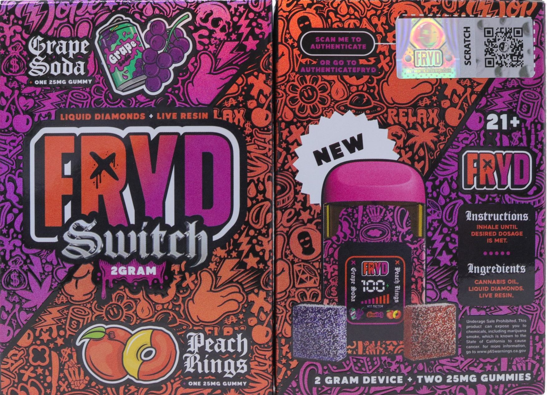 Fryd Switch Live Resin Liquid Diamonds Dispo (2g) – Grape Soda x Peach Rings
