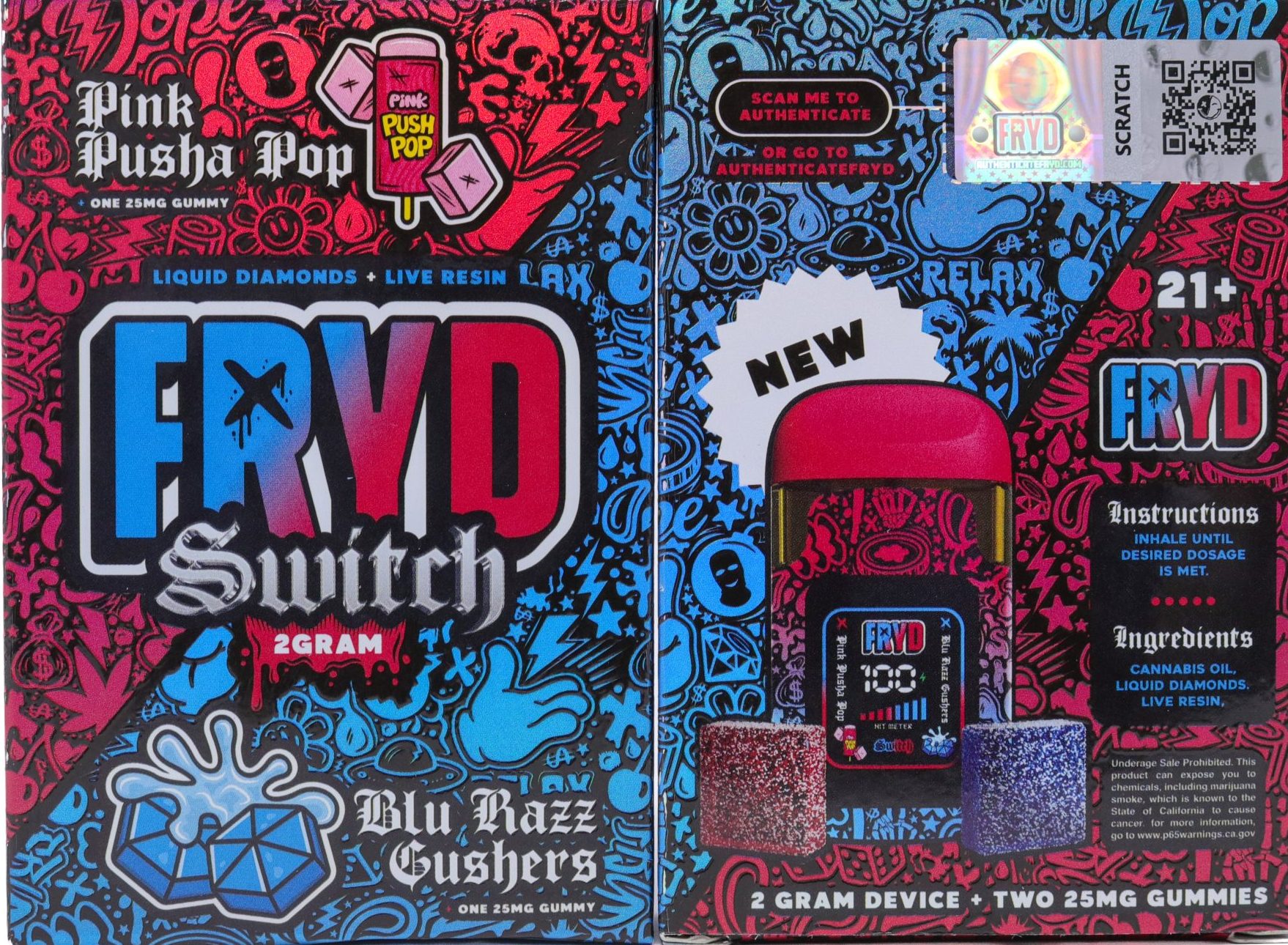 Fryd Switch Live Resin Liquid Diamonds Dispo (2g) – Pink Pusha Pop x Blu Razz Gusherz