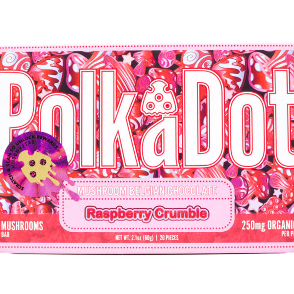 Polka Dots Magic Chocolate (5g) - Raspberry Crumble — mushroom chocolate available at Cali Canna