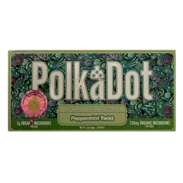 Polka Dots Magic Chocolate (5g) - Peppermint Twist — mushroom chocolate available at Cali Canna