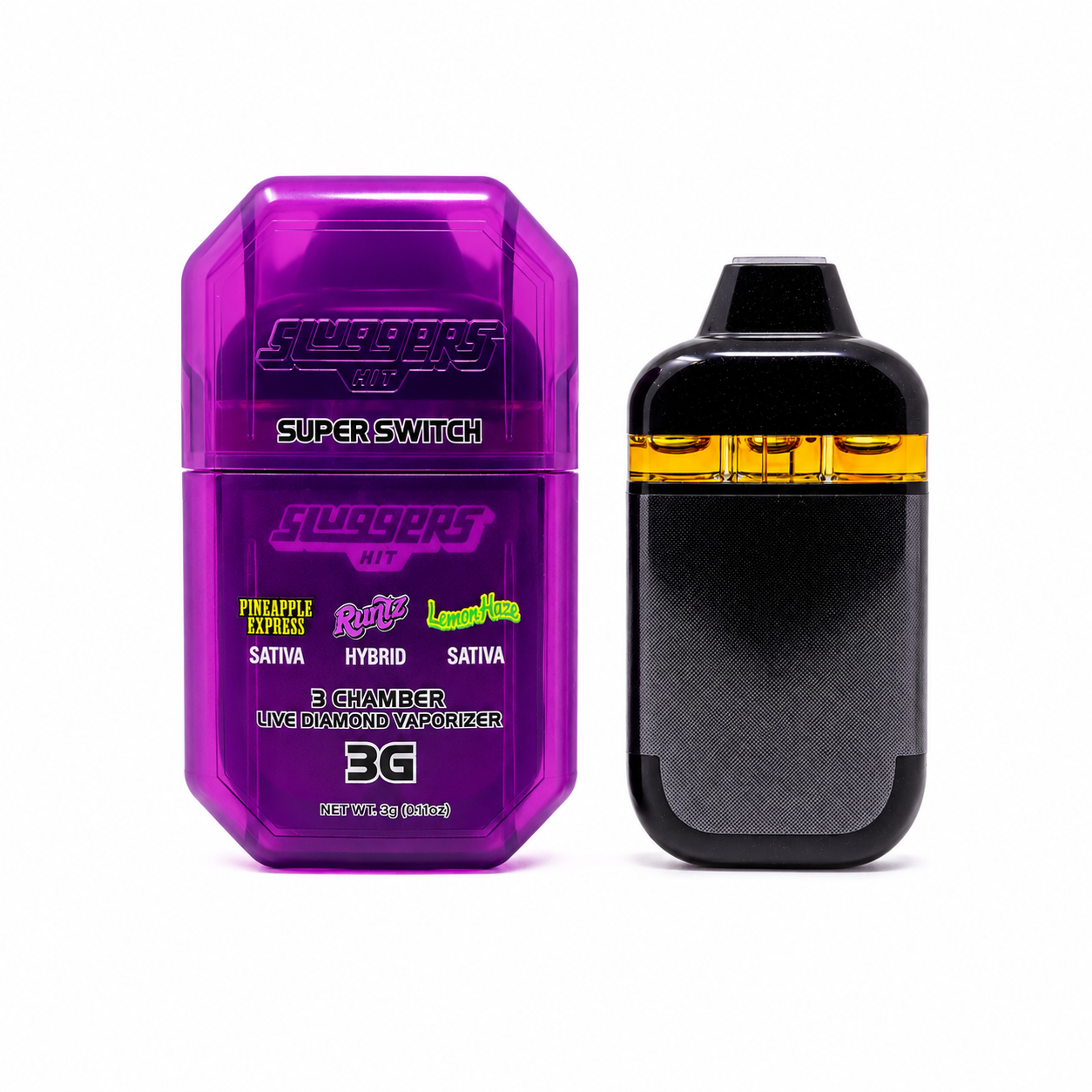 Sluggers Hit Super Switch 3 Chamber Vape (3g) – Pineapple Express x Runtz x Lemon Haze