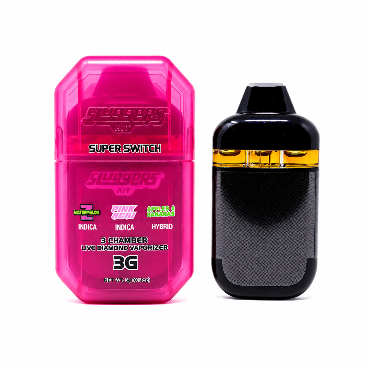 Sluggers Hit Super Switch 3 Chamber Vape (3g) – Watermelon Z x Pink Acai x Apples & Bananas