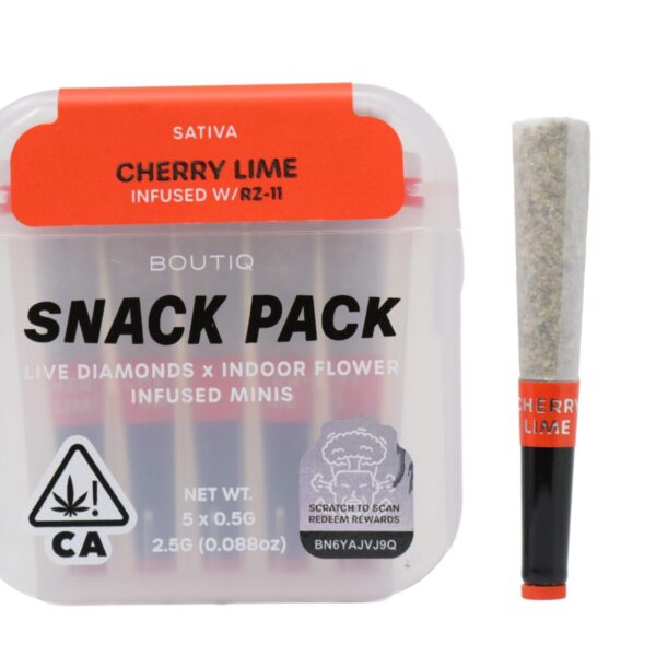 Boutiq Snack Pack (2.5g) - Cherry Lime Infused With RZ-11 — cannabis pre-roll available at Cali Canna