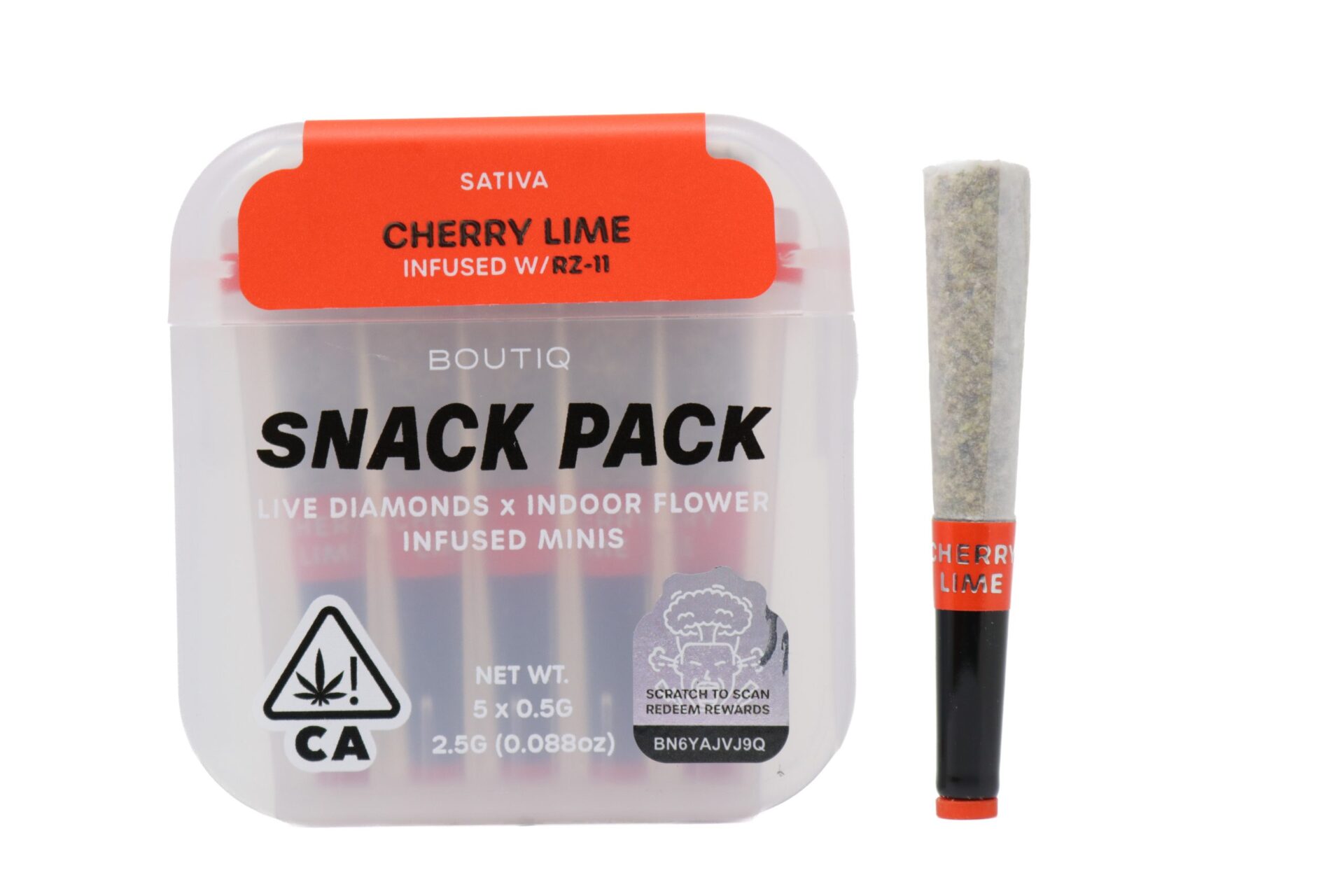 Boutiq Snack Pack (2.5g) - Cherry Lime Infused With RZ-11 — cannabis pre-roll available at Cali Canna